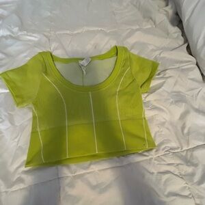Aerie Green Fitted Crop T-Shirt Short Sleeve